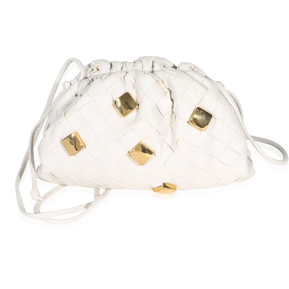Bottega Veneta Chalk Intrecciato Nappa Studded The Mini Pouch